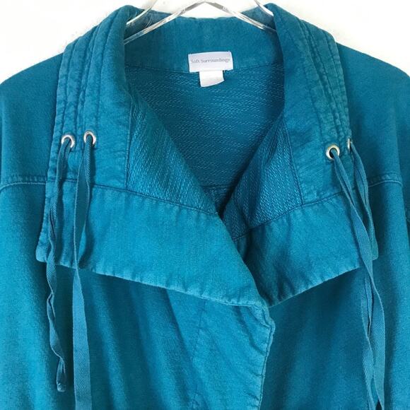 Soft Surroundings Drapey Open Front Drawstring Waist Pockets Jacket PM M Petite - Picture 4 of 15